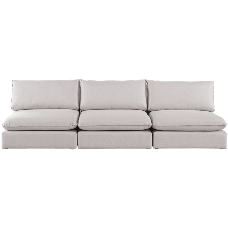 Tupman Durable Linen Modular Sofa, Beige Linen Textured Fabric