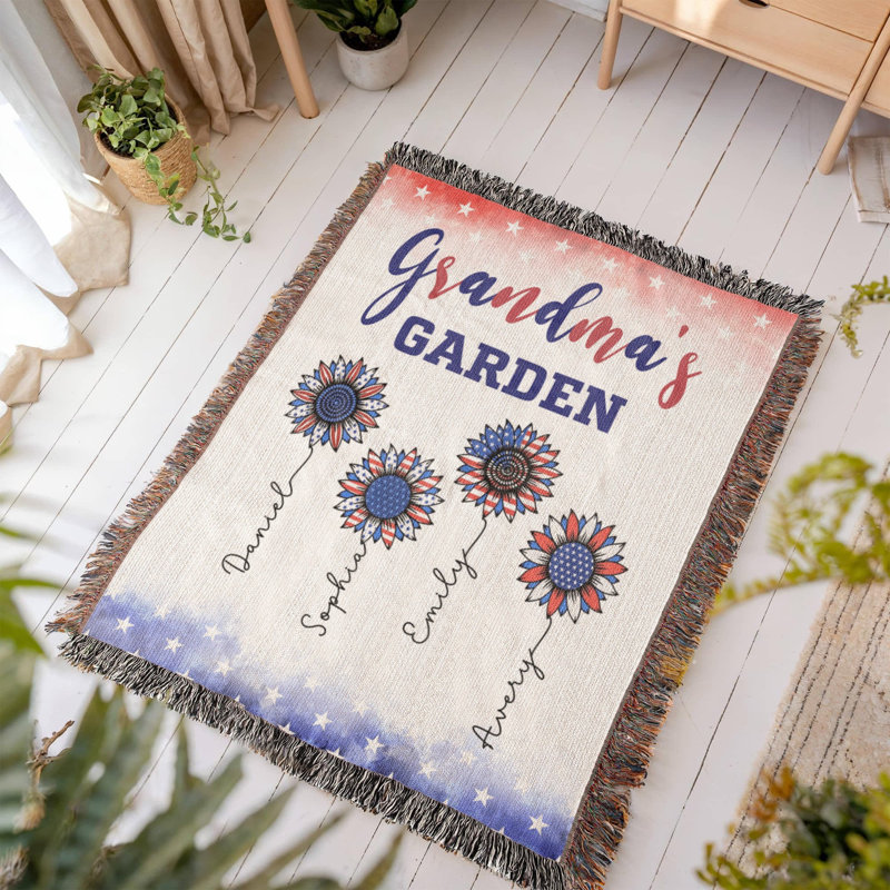 Couverture tissée personnalisée «Grandma's Garden Heirloom», 50 po x 60 po