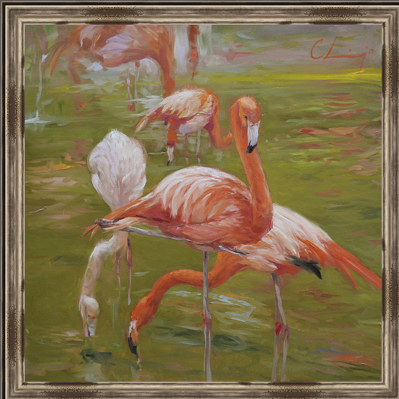 « flamant rose i », reproduction d’art encadrée
