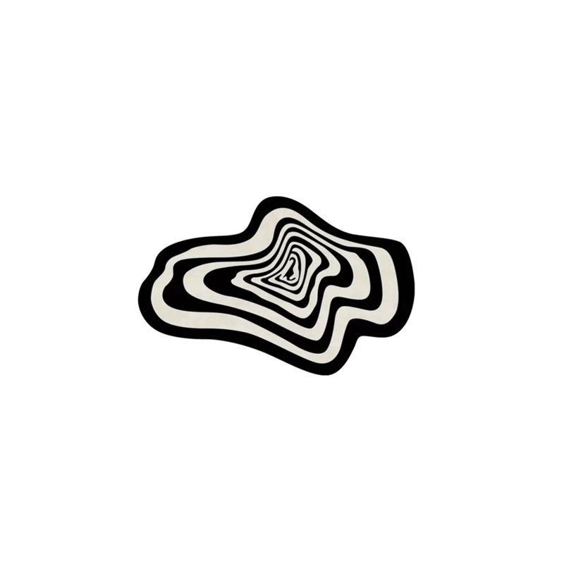 Tapis décoratif décoratif moderne noir et blanc à base tissée asymétrique, Nouveauté 3 pi 11 po x 5 pi 11 po