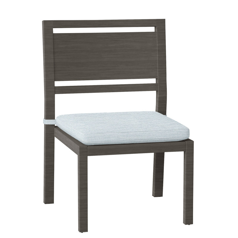 Avondale Patio Dining Side Chair with Cushions, Slate Grey, No Welt, Paper Sky