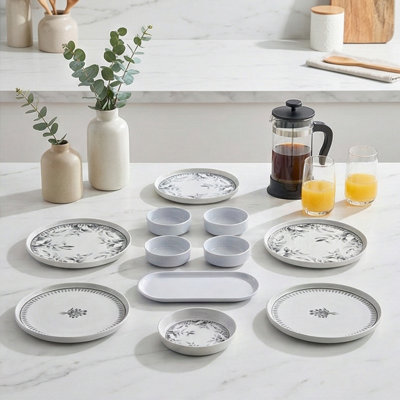 Ceramic Breakfast Serving Set (Set Of 14)
