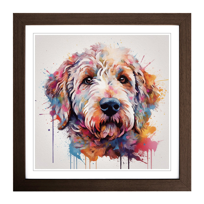 Labradoodle Abstract No.4 - Framed Print, Walnut