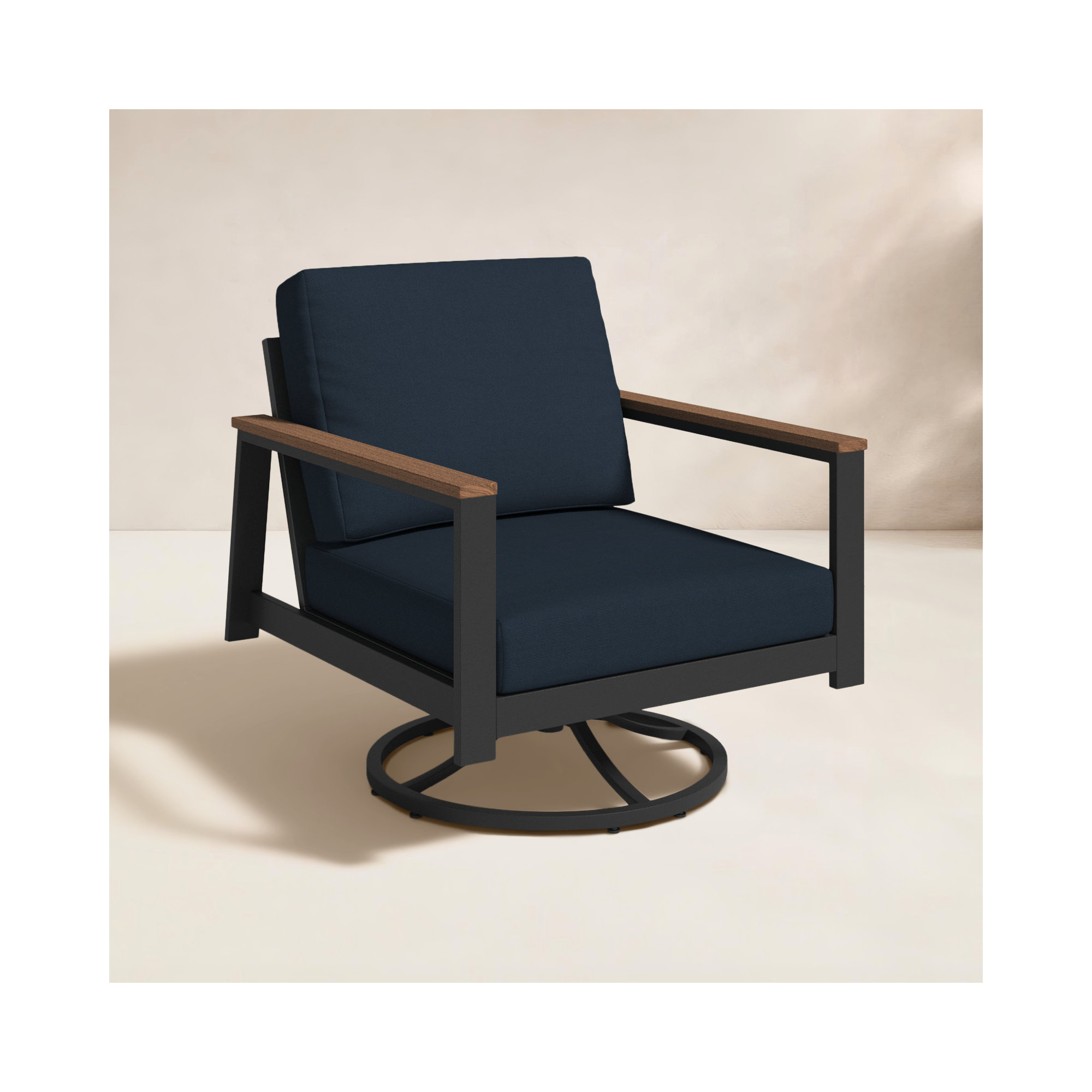 Townsend Outdoor Rocking Metal Chair with Sunbrella® Cushions, Canvas Navy Sunbrella® Canvas