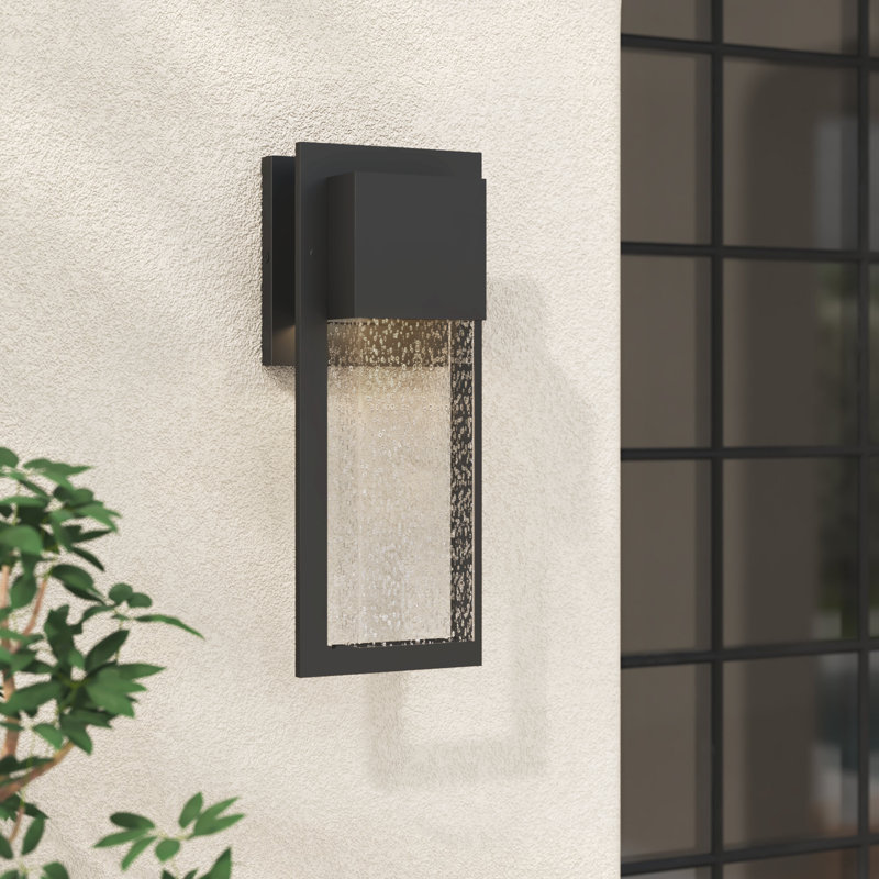 Kimora Medium Outdoor Wall Mount Lantern with Anti-Fade Finish, 15.7" H x 6.2" W x 4.7" D, Black