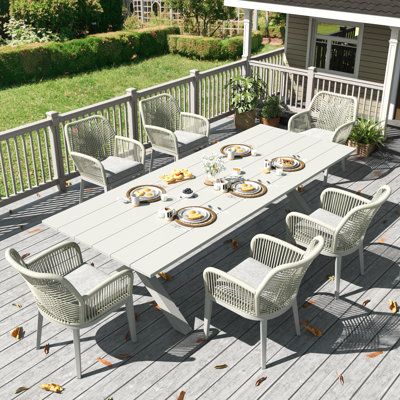 7 Pieces Outdoor Dining Set With Rectangular Dining Table And 6 Chairs