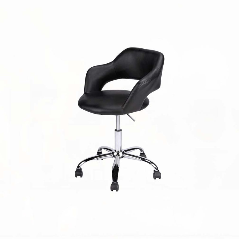 Office Chair,Adjustable Height,Swivel,Ergonomic,Armrests,Computer Desk,Work,Black Leather Look,Chrome Metal,Contemporary,
