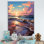 «Beachside Sunset Horizon 3», art mural plage