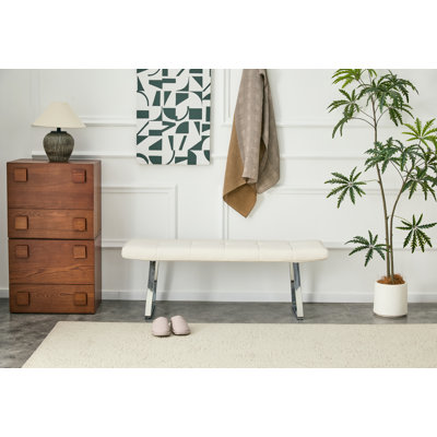 Banc de salle à manger, cuir synthétique, ensemble de 1, polyuréthane blanc, cuir synthétique imperméable