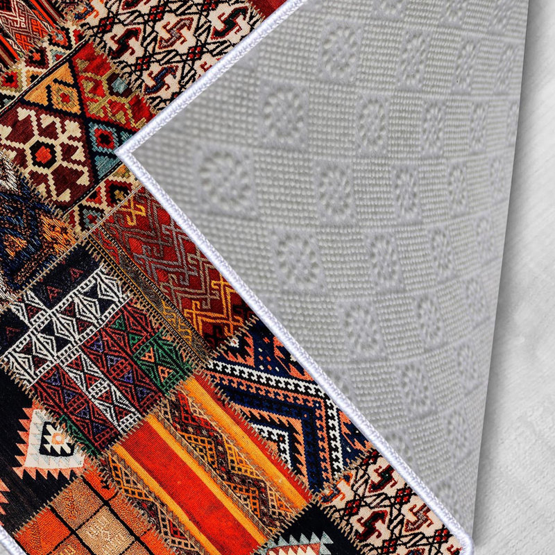 Tapis tissé de qualité supérieure (1,6 x 2,6 pieds), 100% polyester, d'une hauteur de poils de 0,3 po | Pois antibactérien antidérapant en PVC | Lavable à la machine, impression numérique 3D | Idéal pour le salon, la chambre à coucher et le vesti