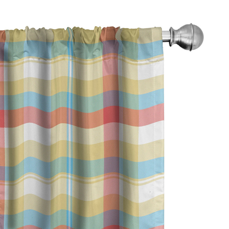 Plaid Semi-Sheer Rod Pocket Curtain Panels, 28" x 63"