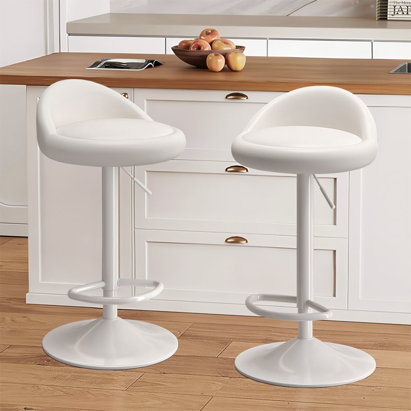 XUEGW - Ensemble de 4 tabourets de bar pivotants en similicuir à hauteur de dossier réglable en hauteur, blanc, White