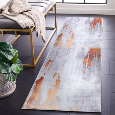 Tapis abstrait gris / rouille Omaree