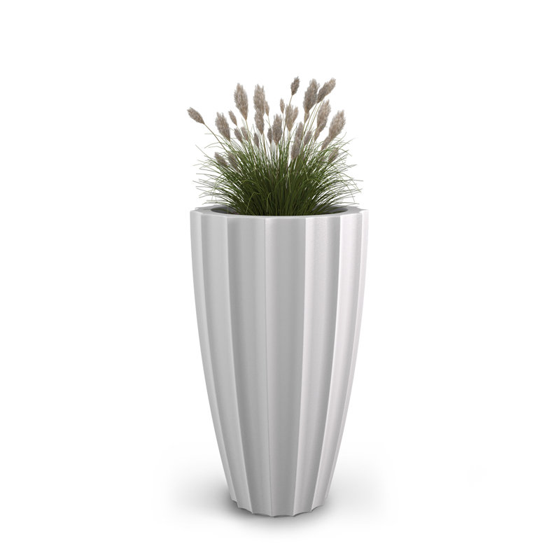 Aramenta Self-Watering Weather-Resistant Resin Pot Planter, White, 28" H x 16" W x 16" D
