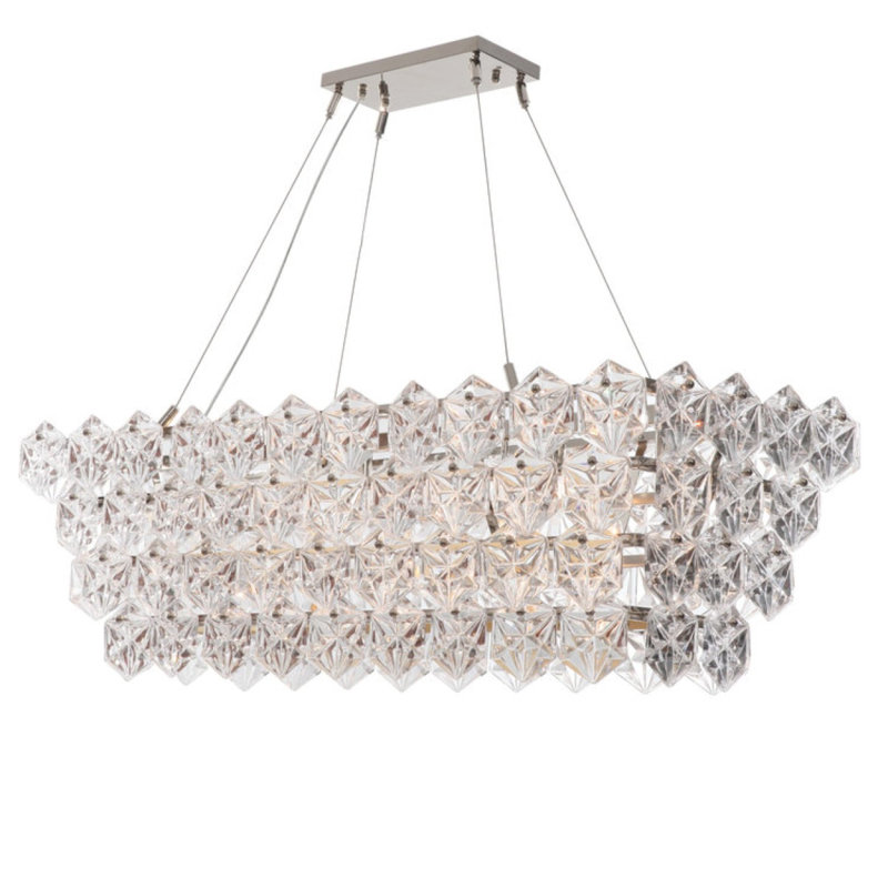 Lustre hexagonal en acier Venetian OvertureLight, Bronze antique, Transparent, L 36 po x l 18 po x H 15 po