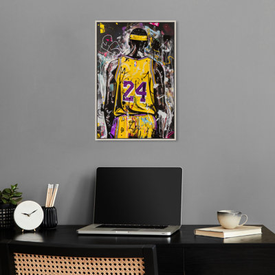 Art mural tendance sur toile jaune graffiti basketball par Notoriart