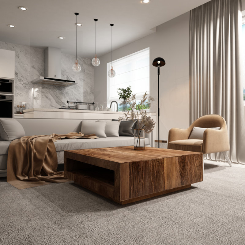 Caidyn Modern Solid Wood Square Coffee Table