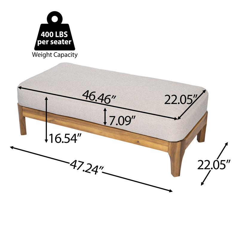 Repose-pieds d'extérieur en bois d'acacia avec base et lattes Kaelin