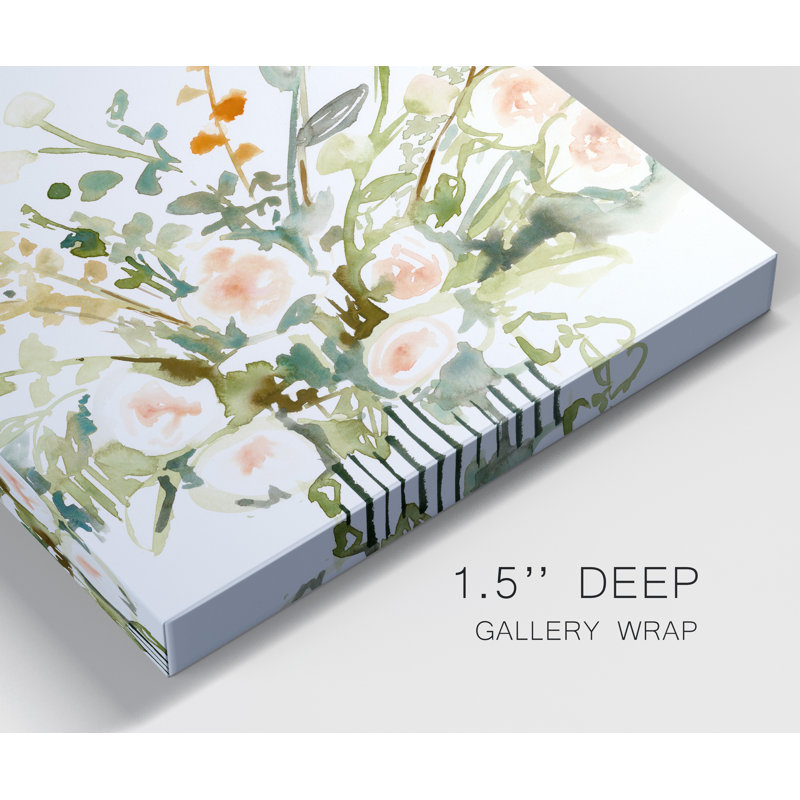 «Foragé Flowers I», reproduction d'art sur toile tendue, H 16 po x l 16 po x P 1 po
