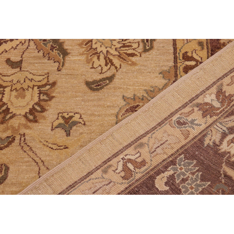 Tapis oriental brun clair / rouge en laine noué à la main 10 pi 3 po x 13 pi 9 po Dorn