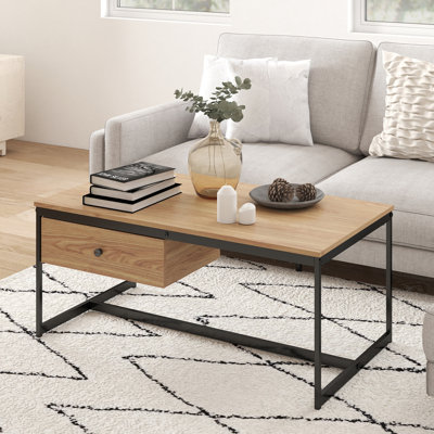 Maggie 43" Wide Coffee Table With Drawer For Living Room
