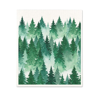 Torchon aquarelle forêt de pins