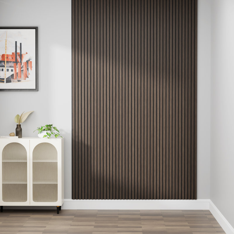 Panneaux muraux décoratifs en bois à lattes 3D 95 "L x 12" l 95 "Panneaux insonorisés pour murs et plafonds 2 pièces, Noyer