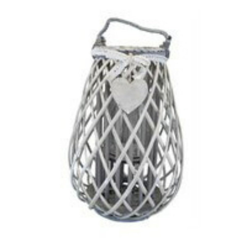 Glass Tabletop Lantern, Grey, 31cm H x 23cm W x 23cm D