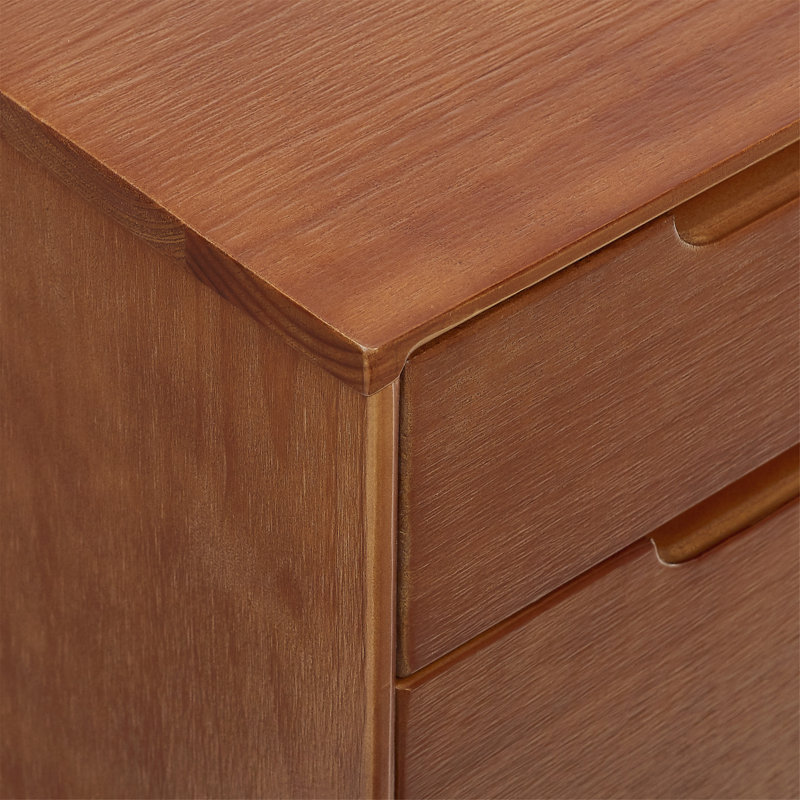 Mid-Century Brown Solid Wood 5-Drawer Dresser
