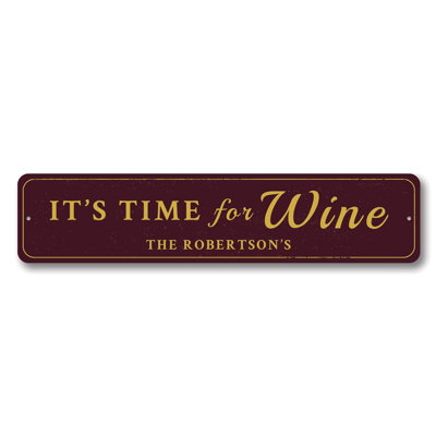 Time For Wine Aluminum Sign