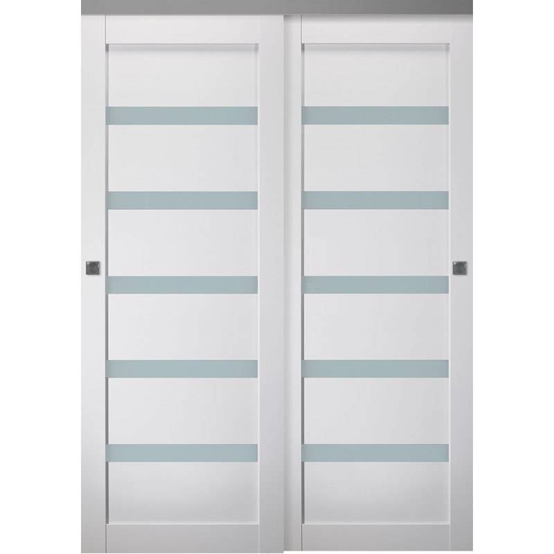 Porte coulissante en bois composite Leora Vetro, 47,75 po x 79,38 po, Blanc