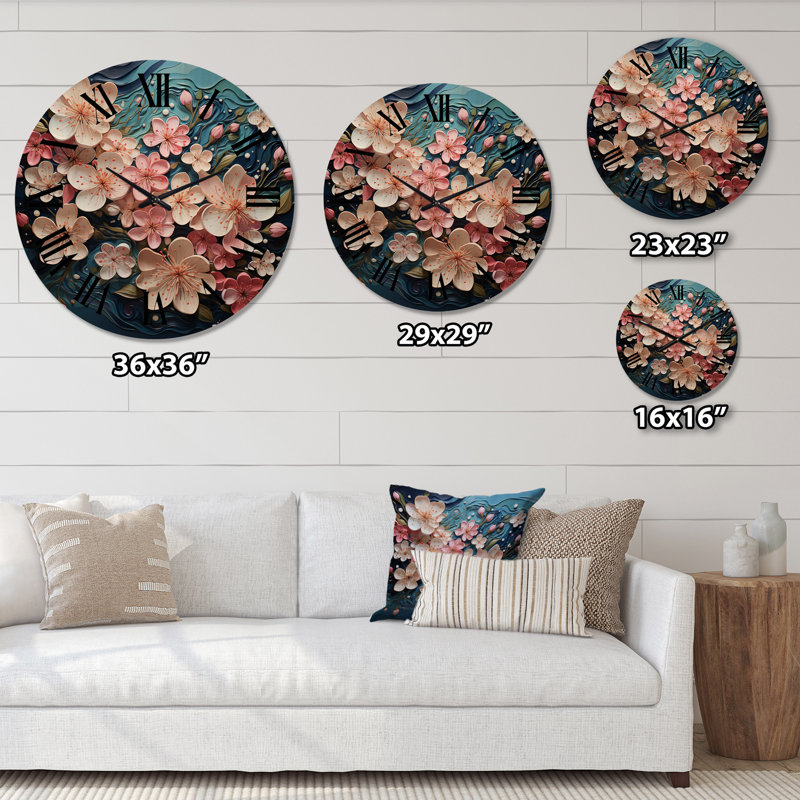 Horloge murale surdimensionnée en fleurs, Grand