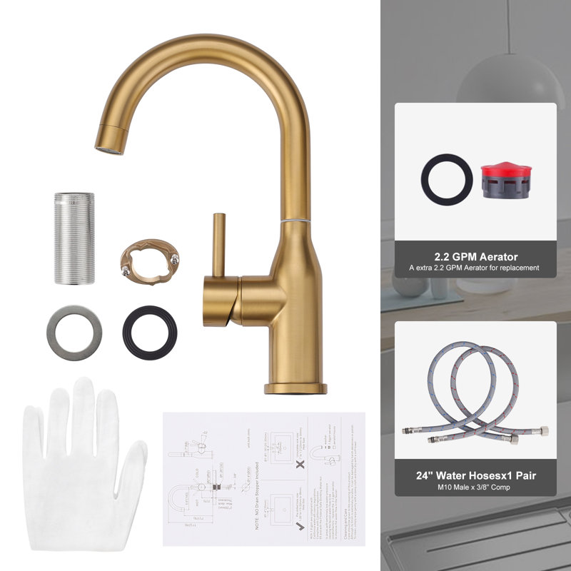Single Hole Bathroom Faucet Single Handle Bar Faucet, Gold