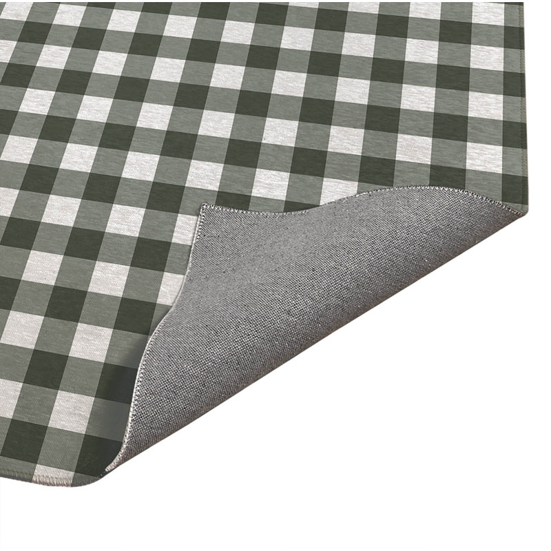 Proper Gingham Kitchen Mat, Rectangle 2' x 3', Green