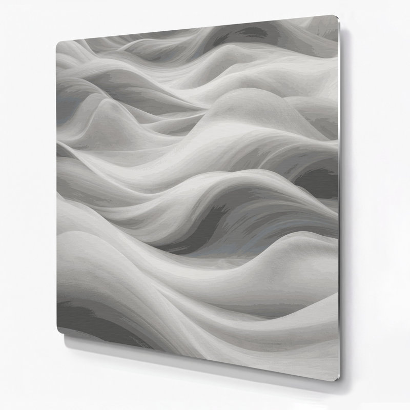 Abstrait paysage 84, art mural gris en métal, H 12 po x l 12 po