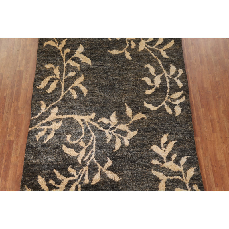 Tapis noir imprimé nature 7 x 7