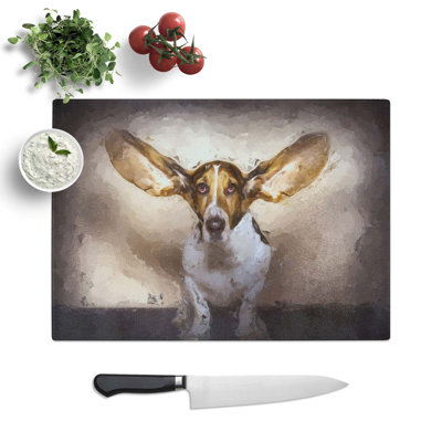 Tempered Glass The Ears of a Basset Hound Dog in Abstract Chopping Board