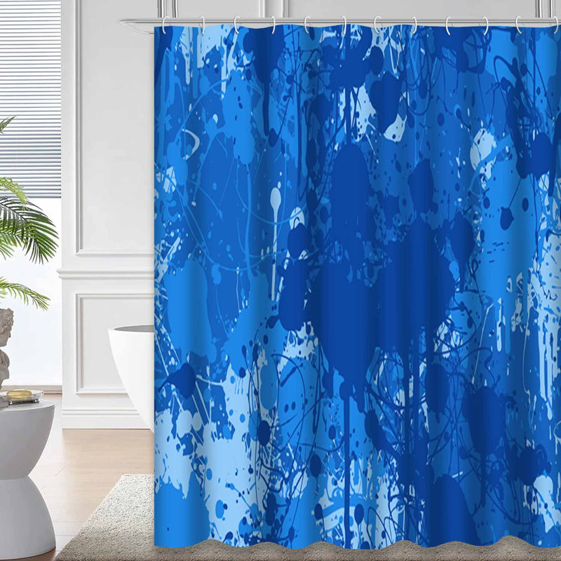 Rideau de douche bleu avec 12 crochets, L 72 po x l 72 po