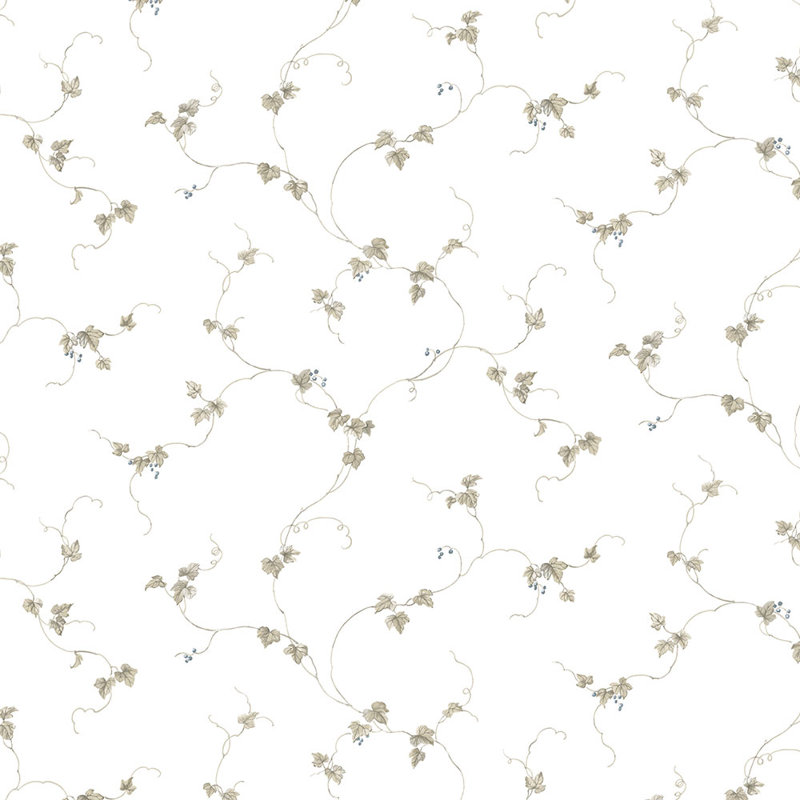 Rouleau de papier peint floral 32,7 pi x 20,5 po Doral, Bleu / crème / beige gris