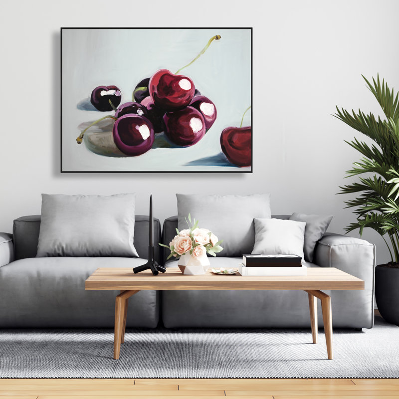 Cerises foncées brillantes - Art de cuisine sur toile pour la décoration intérieure