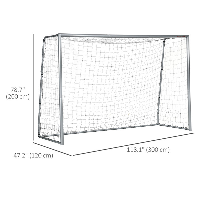 But de football de 3 m x 2 m avec filet tous temps et piquets de fixation au sol