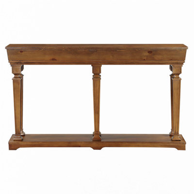 Oak Console Table with Bottom Shelf