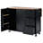 54.5" Farmhouse Kitchen Island With Power Outlet, Drop Leaf, Internal Storage Rack & Spice Rack – Mobile Rolling Cart For Kitchen Or Dining Room