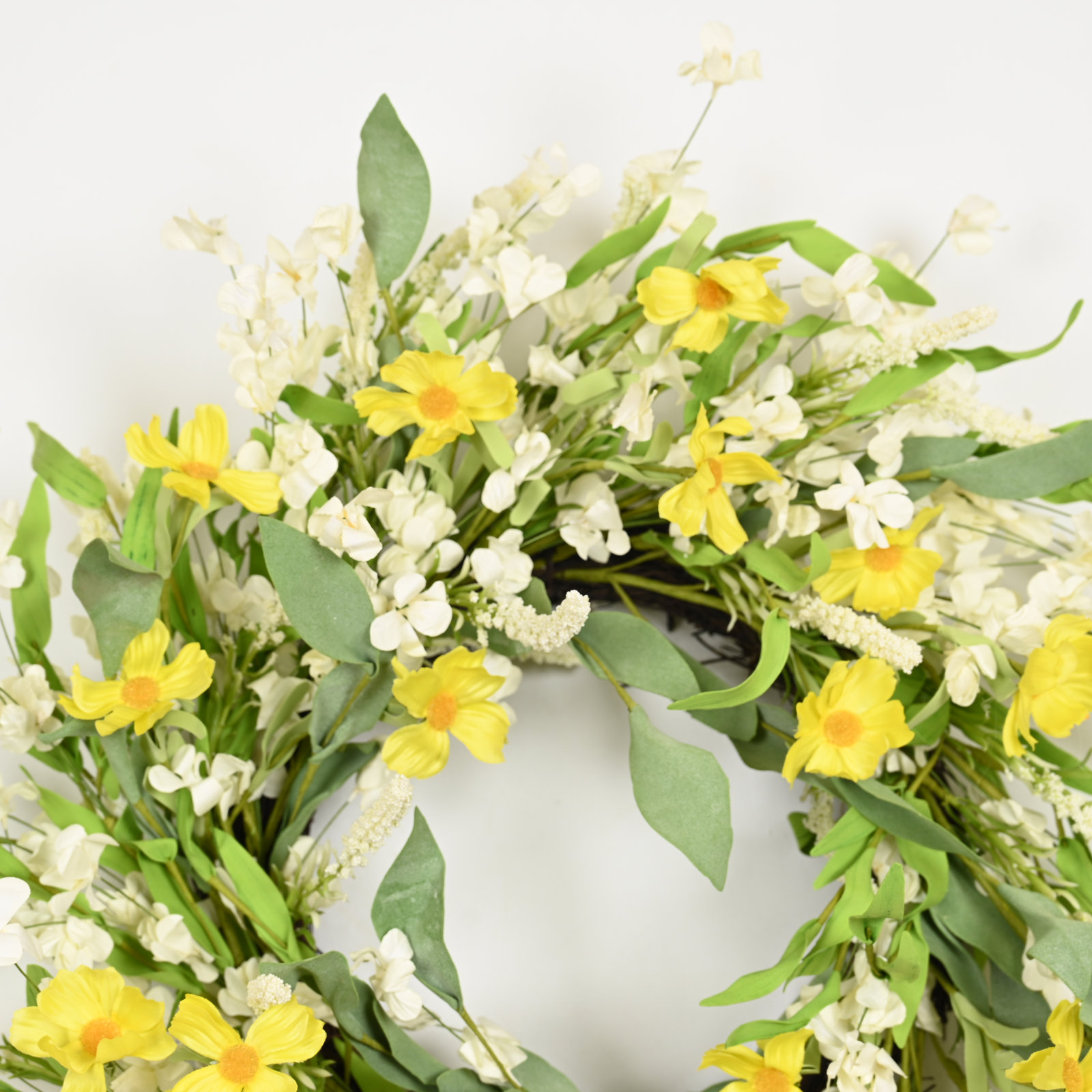 24" Handcrafted Grapevine No Holiday Wreath, Green/Yellow