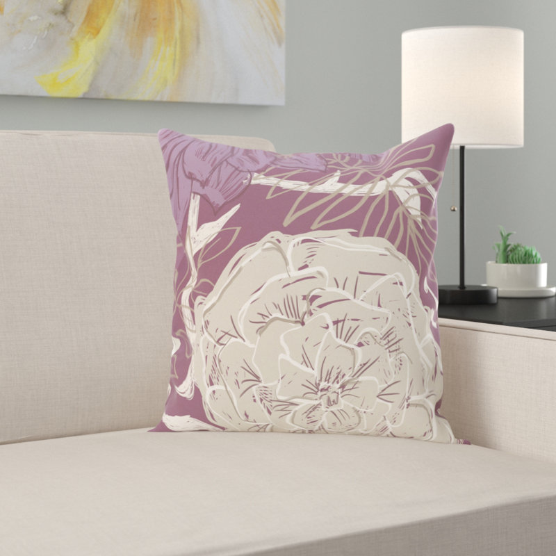 Flower Power Floral Reversible Throw Pillow, 26" H x 26" W, Green / Purple