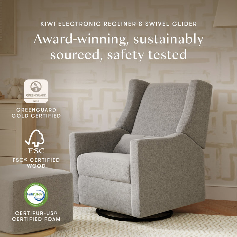 Kiwi Electronic Swivel Reclining Glider, Performance Gray Eco-Weave