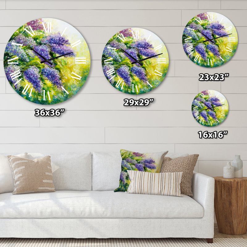 Lilas arbre dans le jardin impressionnisme - horloge murale traditionnelle, Petit