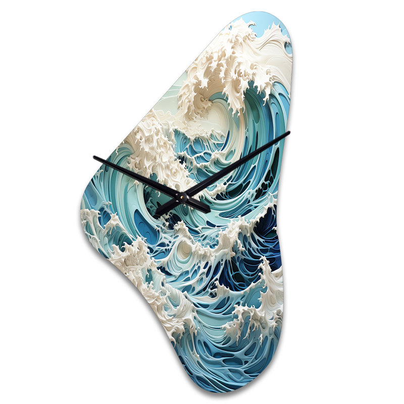 Horloge murale cinétique Mcw Wilson Blue Kinetic Waves I - Art cinétique asymétrique, Médium
