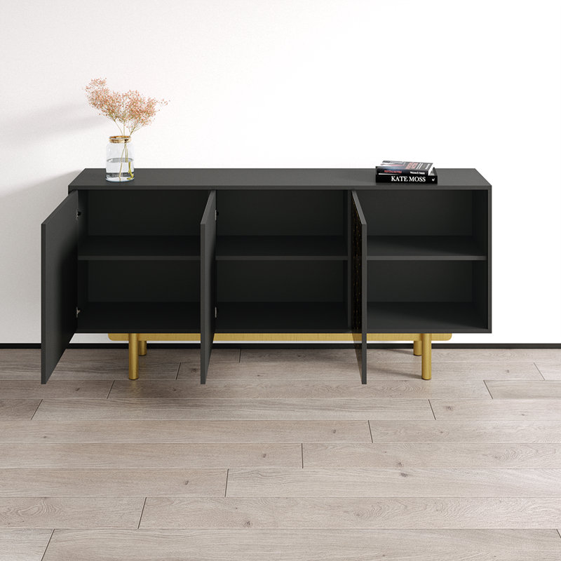 Clavene 67.4" Sideboard with High Gloss Finish, Black