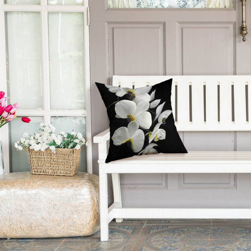 Beautiful orchids - 18"x18" Outdoors Throw pillow - Spun poly - Print on demand, 18"H x 18"W